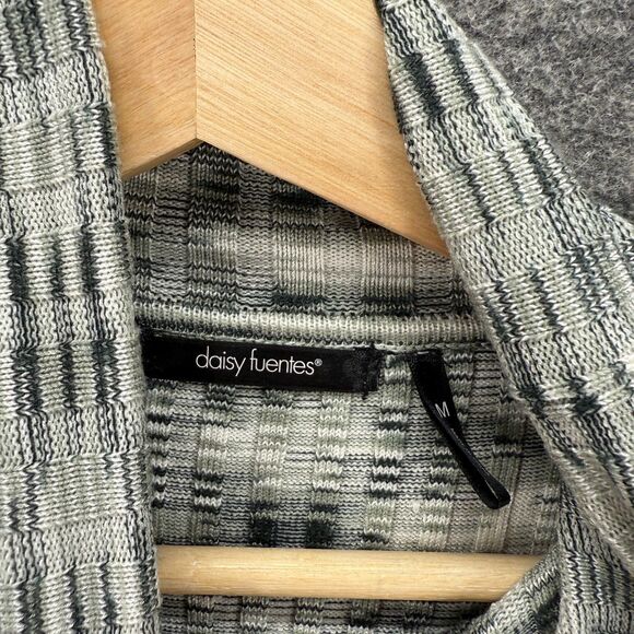 Daisy Fuentes Sweater Pullover Women M Medium Gray Geometric Turtleneck Knit - Picture 3 of 7